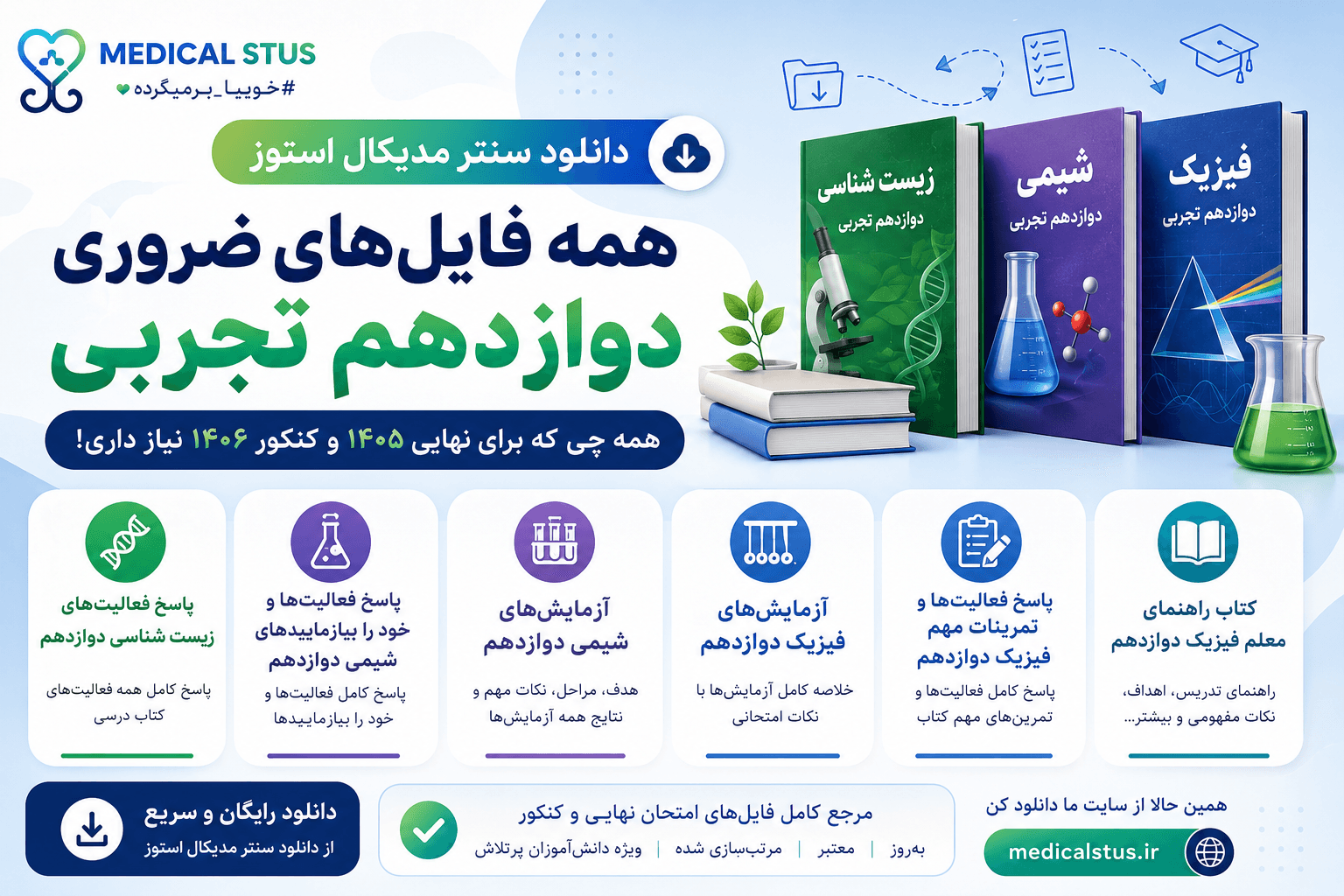 دانلود پاسخ فعالیت‌های زیست، شیمی و فیزیک دوازدهم + آزمایش‌ها و راهنمای معلم