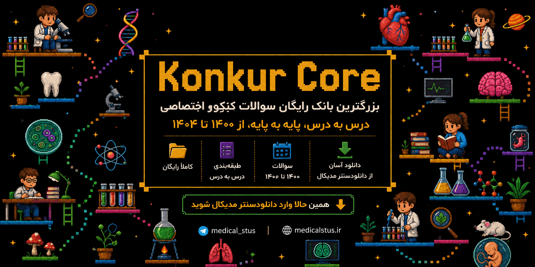 دانلود سوالات کنکور اختصاصی درس به درس | کنکورCore (۱۴۰۰ تا ۱۴۰۴)
